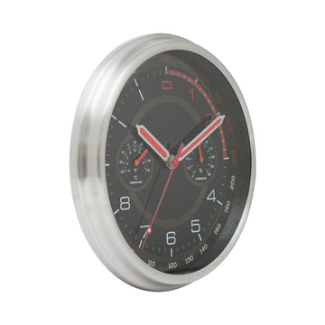 Aluminium Motor Sports Dashboard Wall Clock (Black & Silver)